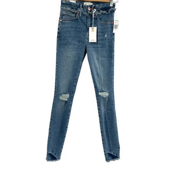 Good American Good Legs Under Fray Waistband High Rise Skinny Jeans Size 00 - Picture 1 of 13